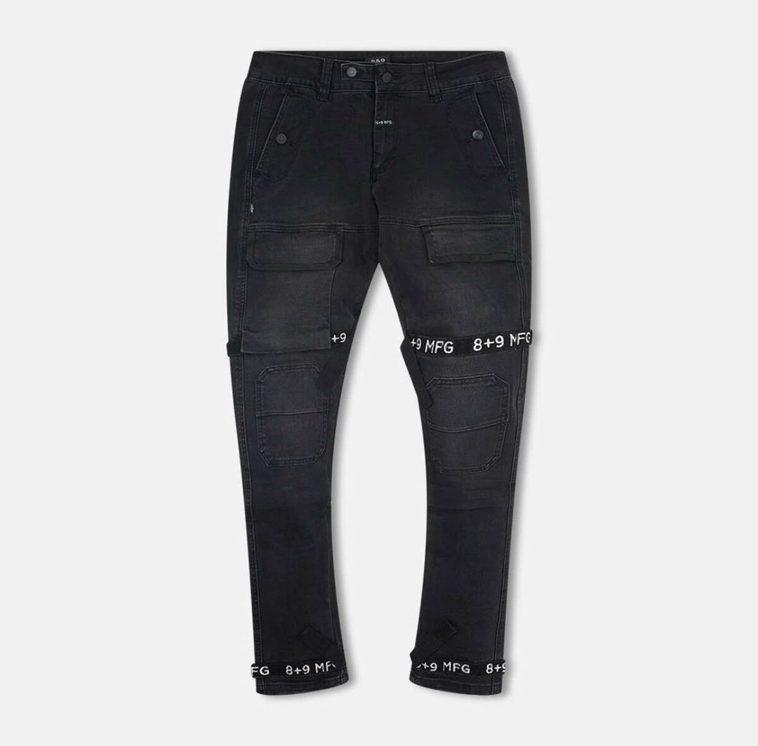 Eight & Nine (black /white Strapped Slim Utility Wash Jean) 3 Eight & Nine (black /white Strapped Slim Utility Wash Jean)