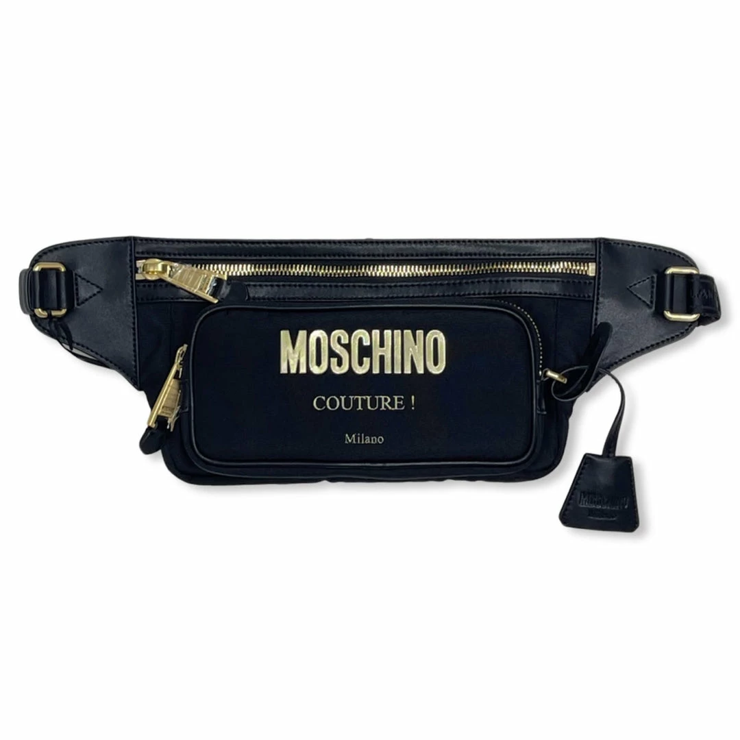 Moschino (black/gold Laminated Logo Waist Bag) 3 Moschino (black/gold Laminated Logo Waist Bag)