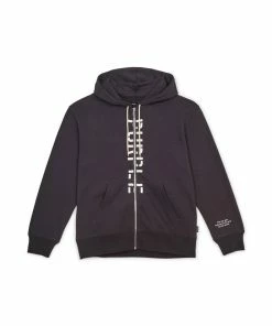 Purple Brand (black French Terry Stencil Logo Zip Hoodie)