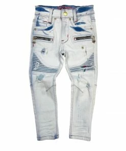 Elite Denim (kids Blue/red Biker Cut Jean)