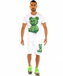 Avenue George (white/green Teddy Bear Short Set)