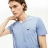 New Arrivals Lacoste Men's V-neck Purple Pima Cotton T-shirt