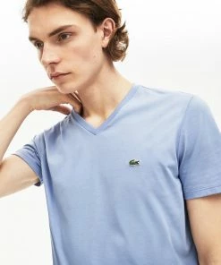 New Arrivals Lacoste Men's V-neck Purple Pima Cotton T-shirt