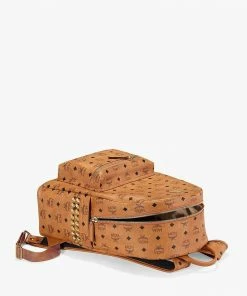 Mcm (cognac Big Stark Side Studs Backpack In Visetos)