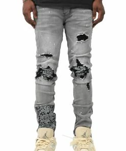 New Arrivals KDNK (grey Patch Bandana Jean)