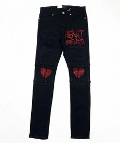 New Arrivals Focus Jeans (Jet Black/red” Heart Break Jean)