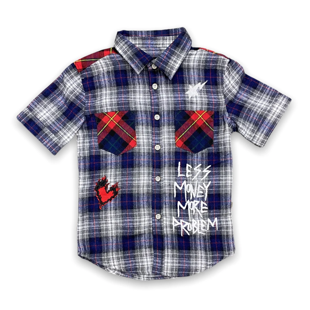 Kleep (kids Blue “less Money More Problem Button Up) 3 Kleep (kids Blue “less Money More Problem Button Up)