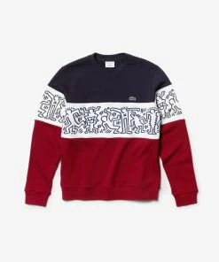 New Arrivals Lacoste (Mens Navy Herring Print Crewneck Sweater)