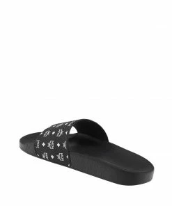 Mcm (Women’s Black Monogram Print Rubber Slides) New Arrivals
