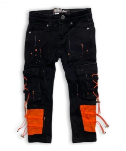 Denimicity (kids Black /orange Cargo Jean) New Arrivals