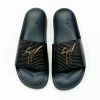 GIUSEPPE ZANOTTI (black/Gold Leather Slides)
