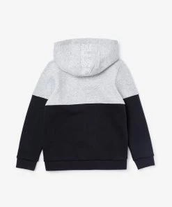New Arrivals Lacoste (kids Grey/black Sport Fleece Zip Hoodie)