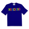 Moschino ( Royal Blue Multicolor Logo Organic Jersey T-shirt) New Arrivals