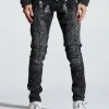 Crysp Denim (Grey/black Biker Drip Wash Jeans)