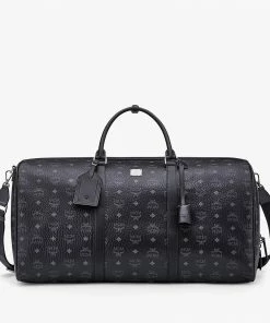 New Arrivals Mcm ( Black Ottomar Weekender Bag In Visetos)