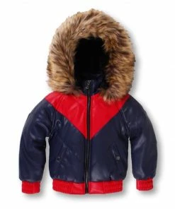 Dakoma (kids Blue/red Furry Leather Jacket)