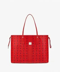 New Arrivals Mcm (red Large Reversible Liz Shopper In Visetos Bag)