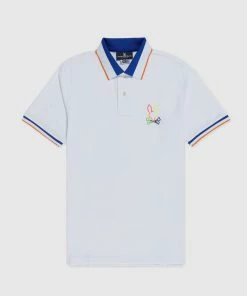 Psycho Bunny (white Mens Leo Outline Bunny Polo)