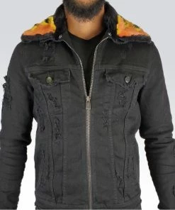New Arrivals Preme Denim (black/sand Cut Wash Jacket)