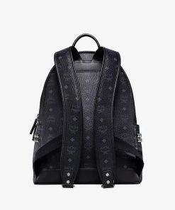Mcm (black Big Stark Side Studs Backpack In Visetos)