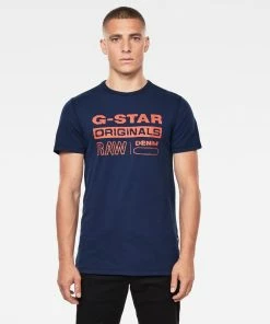 New Arrivals G-STAR (Blue/Orange RAW T-SHIRT)