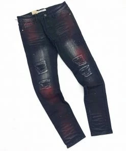 New Arrivals Reelistik Nyc (black/red Cut Wash Jeans)