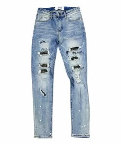 Dna Premium (blue/black Handcraft Crystal Drip Jean)