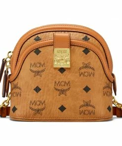 New Arrivals Mcm (cognac Mini Anna Visetos Canvas Crossbody Bag)