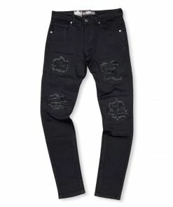 New Arrivals Denimicity (men’s Jet Black/grey Cut Biker Jean)