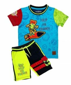 New Arrivals Elite Denim (kids Blue/green Shorts Set)