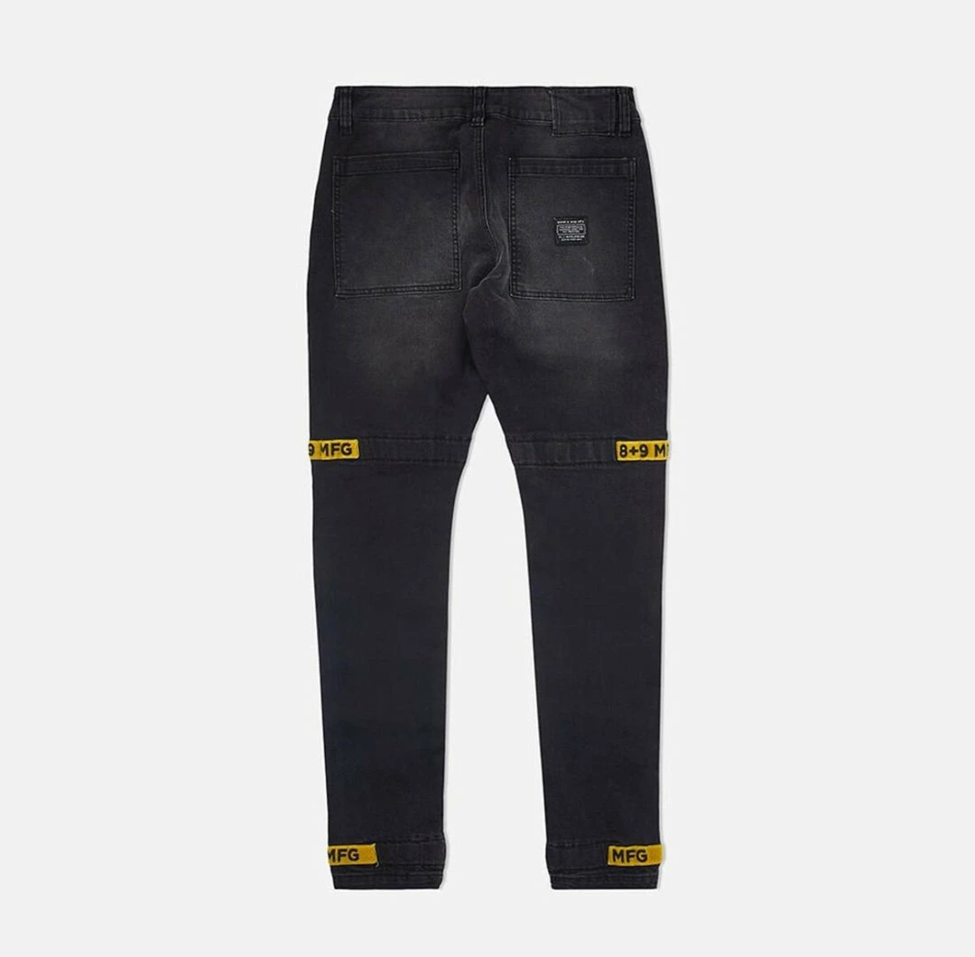 Eight & Nine (black/yellow Strapped Slim Utility Wash Jean) 4 Eight & Nine (black/yellow Strapped Slim Utility Wash Jean)