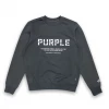 Purple Brand ( French Terry Black Embroidered Logo Crew Sweater)