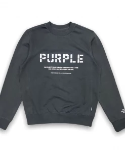 Purple Brand ( French Terry Black Embroidered Logo Crew Sweater)