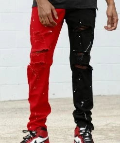 Kdnk (black/red Paint Splatter Contrast Stacked Jean) New Arrivals