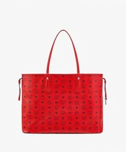 New Arrivals Mcm (red Large Reversible Liz Shopper In Visetos Bag)