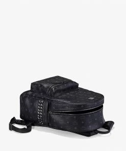 Mcm (black Big Stark Side Studs Backpack In Visetos)
