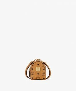 New Arrivals MCM (cognac Backpack Charm With Crossbody Strap In Visetos)