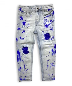Dna Premium (kids Blue/royal Blue Cut Crystal Drip Jean)