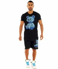 Avenue George (Black/blue Teddy Bear Short Set)