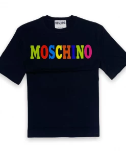 New Arrivals Moschino (black Multicolor Logo Organic Jersey T-shirt)