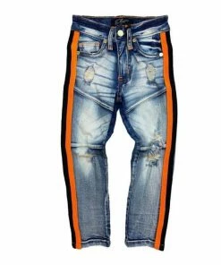 Elite Denim (kids Blue/orange/black Stripe Jean) New Arrivals