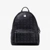 Mcm (black Big Stark Side Studs Backpack In Visetos)