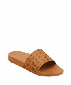 New Arrivals Mcm (Women’s Cognac Monogram Print Rubber Slides)