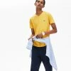 Lacoste Men's V-neck Yellow Pima Cotton T-shirt New Arrivals