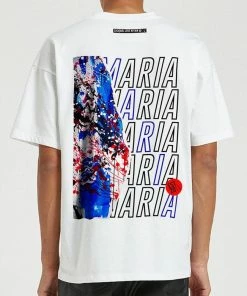 New Arrivals Maria By Fifty (white/ Royal Blue Crewneck T-shirt)