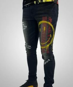 New Arrivals Industrial Indigo (grey/yellow “smiley Jean)