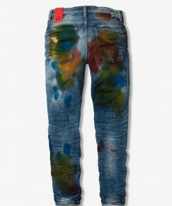 New Arrivals ARTMEETSCHAOZ (blue/yellow Red Wash Jeans)