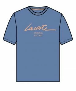 Lacoste (blue/peach Printed Signature T-shirt) New Arrivals