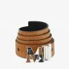 New Arrivals Mcm (cognac Claus Weaving M Reversible Belt 1.5” In Visetos)