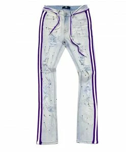 Dna Premium (blue/purple Handcraft Splash Stripe Jean) New Arrivals